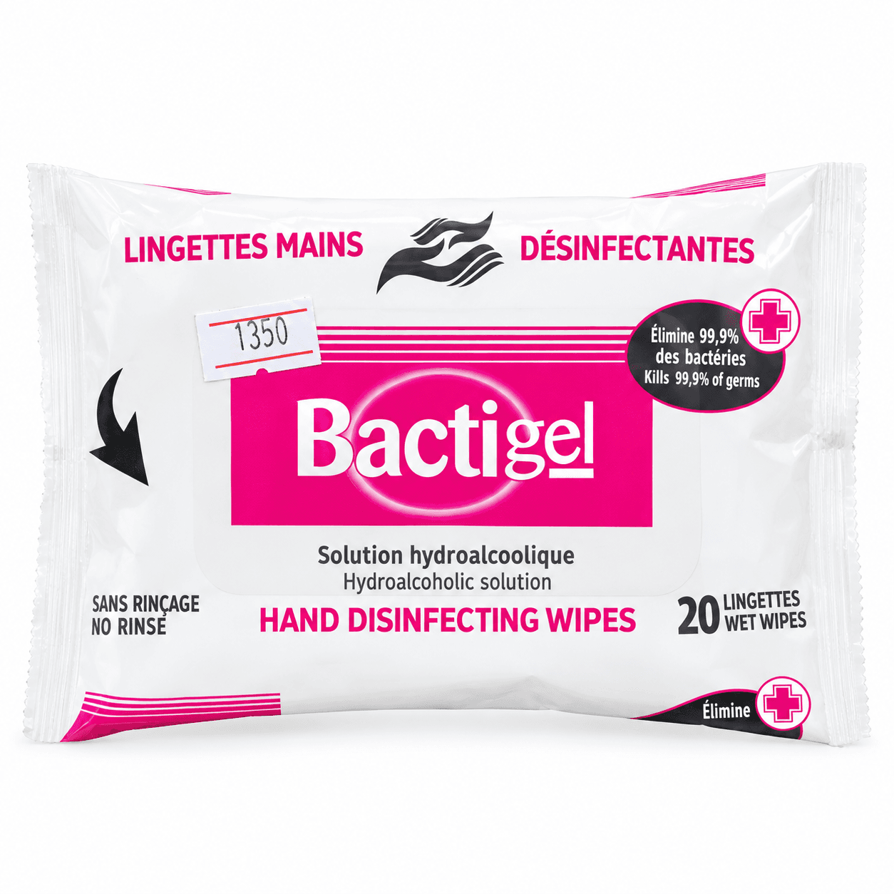 Bactigel – Lingettes désinfectantes pour les mains (20 pièces) - Vue principale