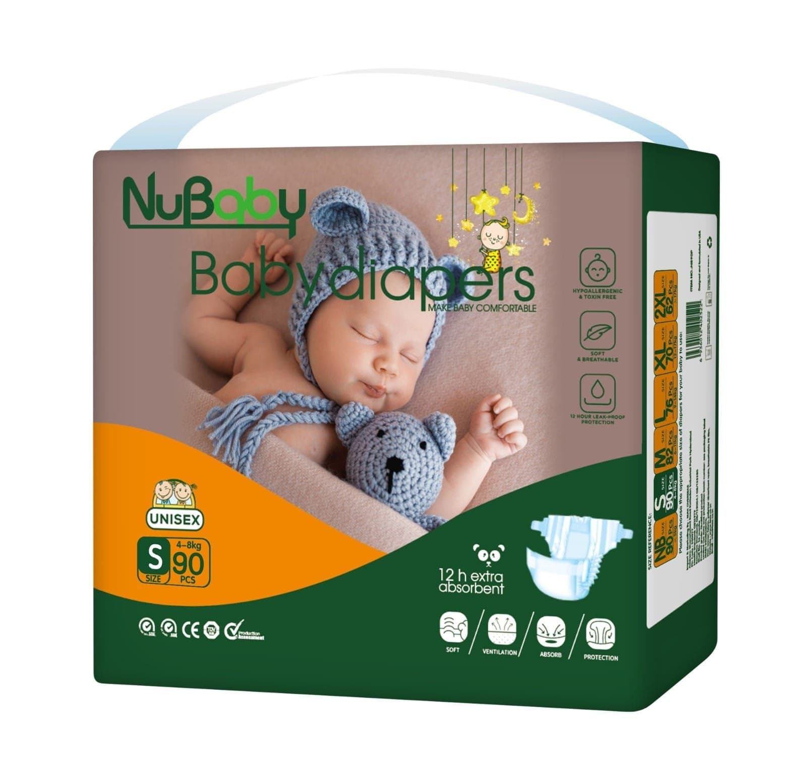 Couches bébé NuBaby – Taille M, 82 pièces - Vue principale