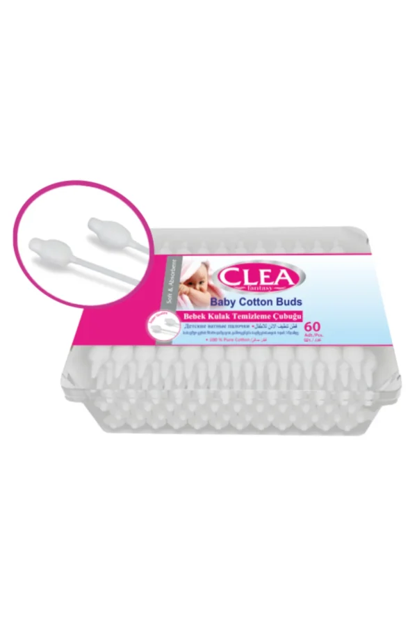 Coton-tiges bébé CLEA Fantasy – 60 pièces